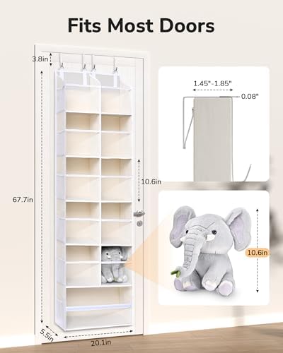 ULG Over the Door Organizer, 6-Tier Hanging Storage with Clear Windows, 19 Pockets for Closet,Bathroom & Nursery Door Organizer