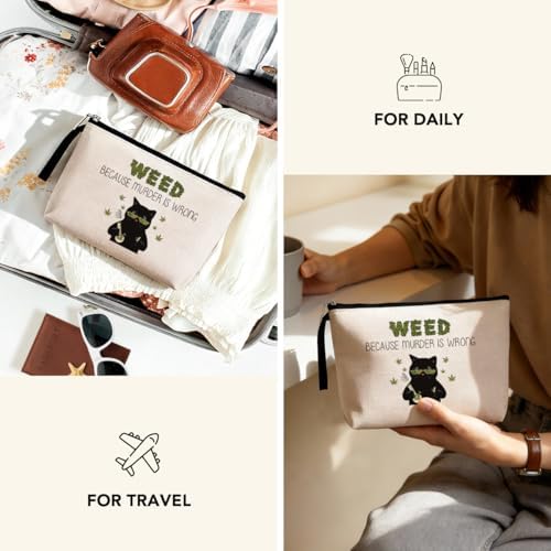 Hanamiya Na Funny Weed Leaf Makeup Bag Zipper Pouch Travel Bag