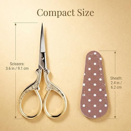 BIHRTC 3.6Inch Vintage Crochet Scissors Small Embroidery Sewing Handcraft