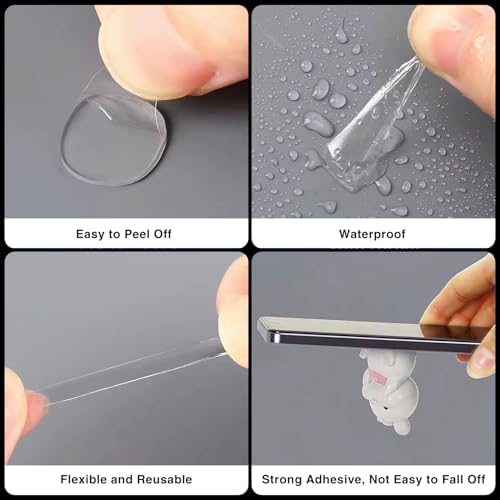400 Pcs Double Sided Tape Museum Putty Sticky Dot, Removable Non-Marking 10mm/0.39” Round Adhesive Dots Clear Poster Putty for Crafts Balloons Festival Home Office Party Decorations