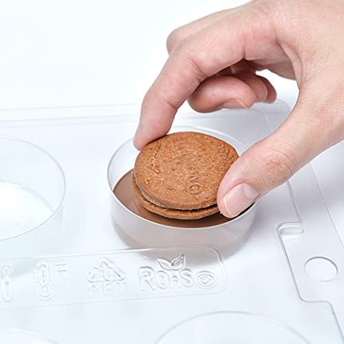 Chocolate Covered Round Cookies Molds, Biscuit Chocolate Mold, PET Plastic Mold-Round Cookies Mold Cylindrical Cylinder Candy Pudding Jelly Mold. （Pack Of 3）