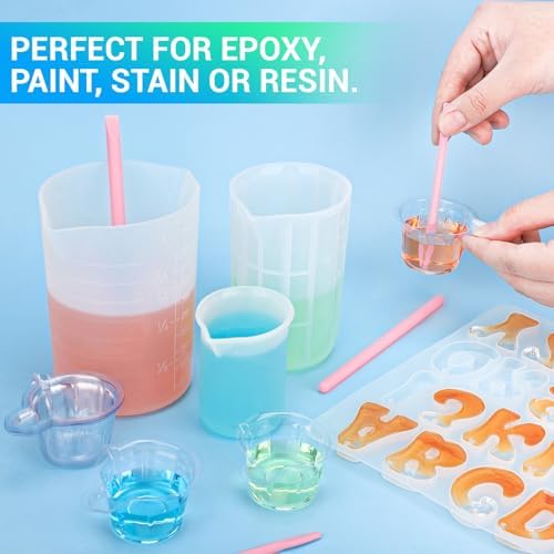 Gartful 4PCS Silicone Stir Sticks Kit for Casting, 2pcs Stick Rods for Resin, 2pcs Pointed Silicone Mixing Sticks, DIY Craft Tool for Resin Epoxy, Paint, Liquid, Pink