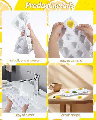 Lemon Silicone Molds, Small Size 15-Cavity Lemon Shape Cake Mousse Mold, Non-Stick 3d Lemon Fondant Molds Baking Pan Bakeware For Diy Chocolate Jelly Fondant Candy Pastry Candy Cupcake Candle Soap
