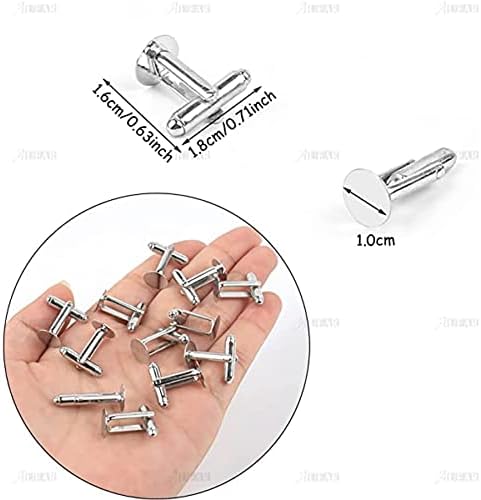 AUEAR, Metal Cufflinks Cuff Button Blank Cabochons Tray Bezel Cufflink Blanks Setting for Jewelry Making DIY Crafts