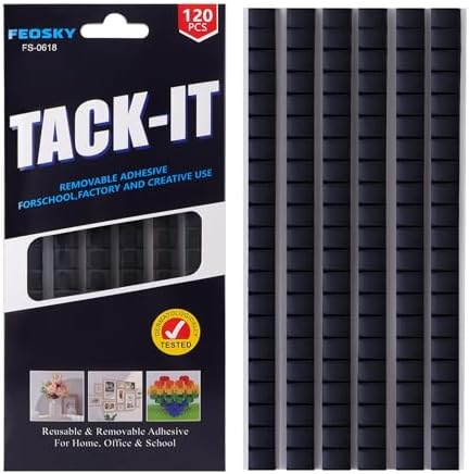 Feosky Adhesive Poster Sticky Tack Putty, Reusable and Removable Adhesive Putty, 120PCS, Mounting Putty for displaying Wall Paintings, Museum Art Photography, Picture, Crafts (Black, Pack of 1)