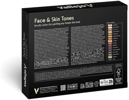 Vallejo - Face & Skin Tones Acrylic Paint Set | Model Color | Figure Color Series Historical Miniature Kit to Achieve Historical Accuracy with Artist-Grade Pigments | 16 Bottles x 18 ml (0.60 fl.oz.)