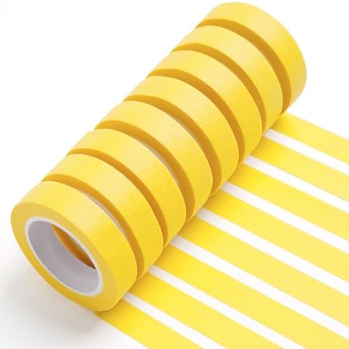UMETDO 8PCS Colored Masking Tape - Yellow Painters Tape, Tape for Kids Art Supplies, Great for Crafts, Labeling, DIY Decorative, 1/2 Inch Colored Tape Rolls- Tiny Size