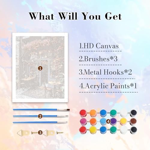 Amaieuin Bookstore Paint by Numbers Kit for Adults,Paint by Number Adult Bookstore,Adult Paint by Numbers for Home Decor Gifts 16x20in