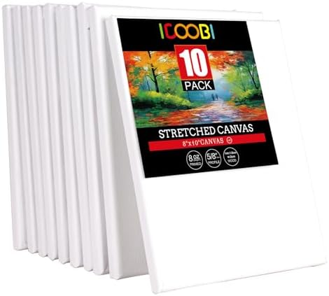 10 Pack 8x10 Stretched Canvases for Painting