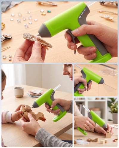 Tilswall 4V Cordless Hot Glue Gun Kit, 30s Fast Heat Mini Glue Gun with 2000mAh USB-C Battery, 20 Glue Sticks, Anti-Drip Tip & Auto Shut-Off for DIY Crafts, Home Repair, Green