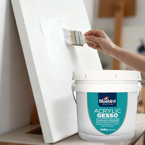 BLUEBIRD Heavy Gesso Primer for Acrylic Painting, Gesso Surface Prep Medium for Acrylic Paint and Oil Paint (White, 197.5 Oz)