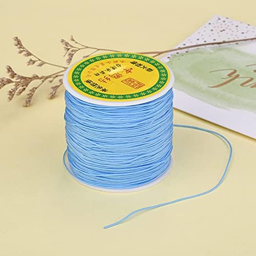 100 Yards 0.8mm Braided Nylon Crafting Thread Chinese Knotting Beading String Macrame Cord Rope for Necklace Bracelet Jewelry Craft Making, LightSkyBlue