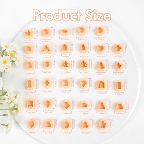 Puocaon Small Polymer Clay Cutters - 34 Shapes Stud Earring Clay Cutters Heart Diamond Monstera Circle