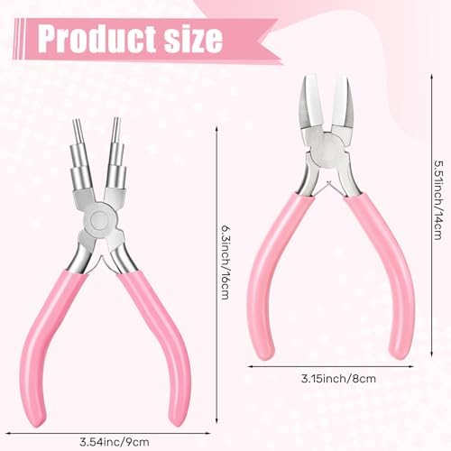 Mudder 2 Pcs Jewelry Making Tool 6 in 1 Bail Making Plier,Pink