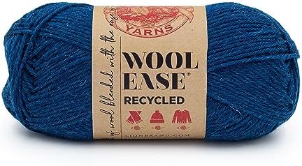 Lion Brand Yarn, Wool-Ease Recycled Crochet Yarn, Royal Blue, 1 Pack