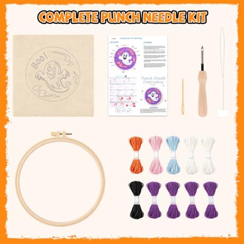 Halloween Punch Needle Kit Beginners Ghost Stitching Kit for Craft Lover