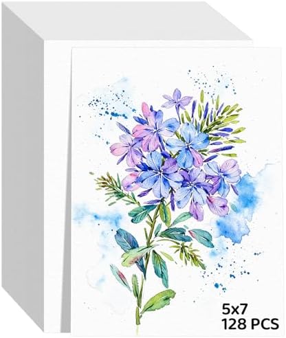 128 Sheets Watercolor Paper 5x7, 140lb/300gsm Cold Press Watercolor Paper