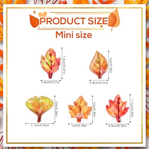210pcs Mini Fall Leaves, 5 Styles Resin Funny Miniature Leaves for Crafts