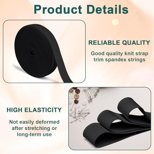 Airisoer Elastic Bands for Sewing 3/4 Inch x 32 Yards, Black