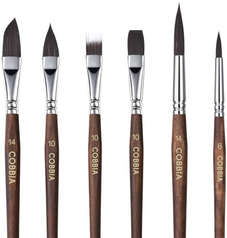 Watercolor Brushes Professional, Paint Brush Set Variety Shapes with Flat, Round Pointed, Dagger, Cat's Tongue Oval Wash Perfect for Watercolor Gouache Acrylic Inks Painting