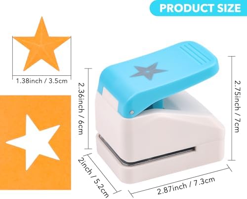 Star Hole Punch, 1.4 inch Star Paper Punch, 3D Embossing Lucky Stars Paper Cutter Puncher Lever Craft Punches Score Tools for Scrapbooking Crafting Journaling Craft DIY Card Making Arts Supplies
