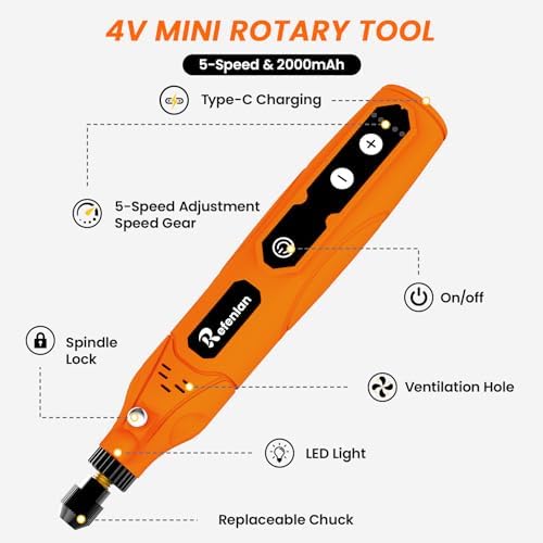 448PCS Rotary Tool Accessories Kit, 1/8" Universal Rotary Tool Bits, Includes 4V Cordless Rotary Tool (5 Speeds, 2000mAh) – Ideal for Sanding, Polishing, Engraving, Grinding