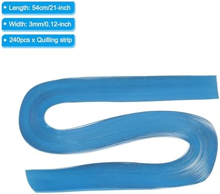PATIKIL 240pcs Quilling Strips Paper 1/8"(3mm) 21"(54cm) Origami Paper Quilling Strip for Art DIY Hand Craft Christmas, Blue