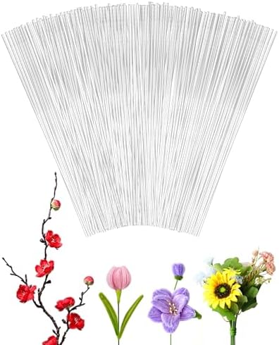100 PCS FIVEIZERO 18 Gauge White Floral Wire Stems for Artificial Flower Making,Florist Wire,Flower Wires for Crafts,Alambre para Flores for Wreaths, Flower Arrangements and DIY Projects