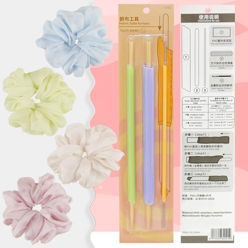 FQTANJU Quick Turn Fabric Set, 3pcs Assorted Sizes Tube Turners for Sewing Threading Fabric Tube Turners Multifunctional Fast Turning Tool