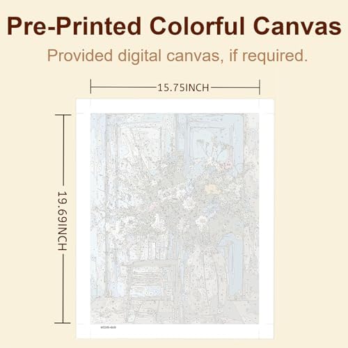 Gemozaic Vintage Floral Paint by Numbers Kit for Adults, 16x20 in,Unframed