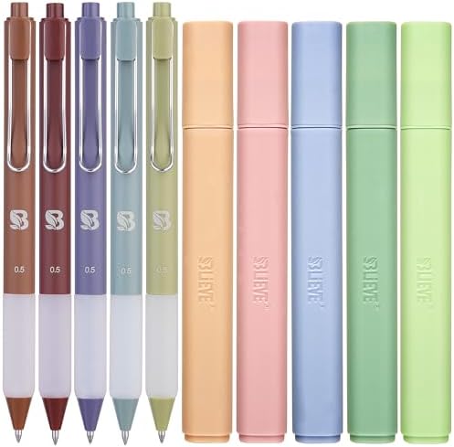 BLIEVE - Aesthetic Highlighters and Gel Pens With Soft Ink and Chisel Tip, Bible Highlighters and Pens No Bleed, Dry Fast Easy to Hold, for Bible Journaling Planner School Supplies (EARTHY)