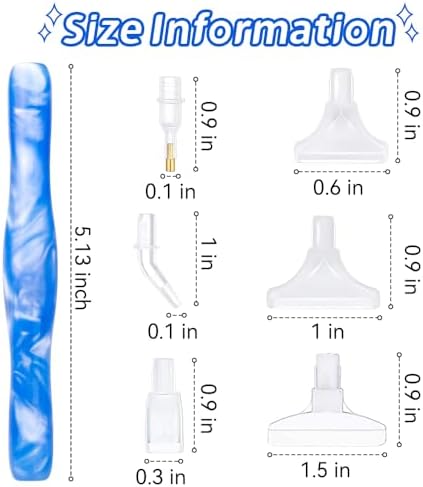 RaySoar Diamond Painting Art Drilling Dot Pen with Tips Nibs Placers Tool Accessories for Adults, Gem Rhinestone Picker Stylus New Blue