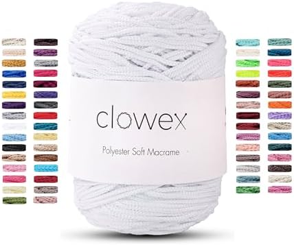 Polyester Soft Macrame Cord 2.5-3mm, 191 Yards x 1/9 inc Turkish Polyester Rope, Braided Macrame Yarn for DIY Crafts, Plant Hanger, Wall Hanging, Macrame Bag