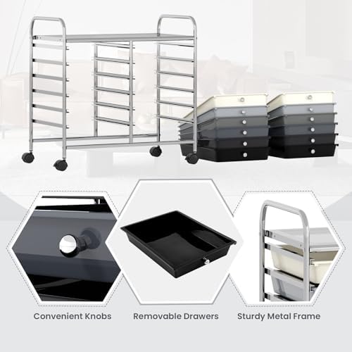 COSTWAY 12-Drawer Rolling Storage Cart, Utility Storage Organizer Cart