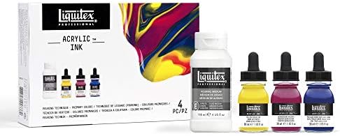 Liquitex Professional Acrylic Ink, 1-oz (30ml), Pouring Technique, Primary Colors, Set of 4