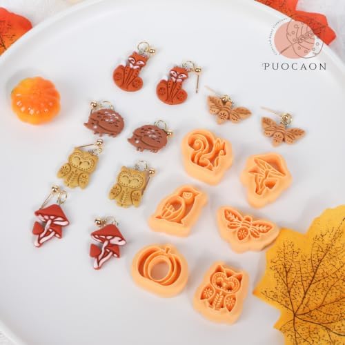 Puocaon Fall Animal Fox Polymer Clay Cutters for Jewelry Earring Making