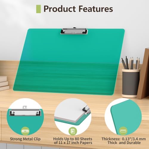 Extra Large Clipboard, 11 x 17 Green Plastic Drawing Board
