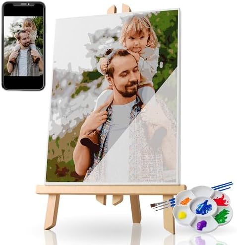 Dazella Custom Father's Day Gifts,Paint by Number from Photo,Personalized Dad Gifts for Dad from Son Daughter Unique,DIY Canvas Paint by Numbers for Beginners