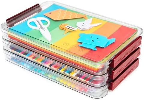 CATOOMUU 3-Pack 9x13 Shallow Flat Clear Plastic Project Case Storage Box