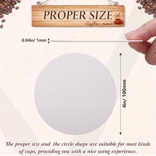 TaoBary 100 Pcs Round Cardboard Coasters Bulk, 4 Inch 1mm Thick,White