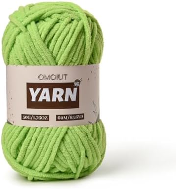 Plush Chenille Chunky Crochet Yarn - Baby Yarn for Crocheting Soft - Velvet Yarns Knitting for Blankets Crafts - Fluffy Amigurumi Yarns 50g / 65.6yd (Grass Green)