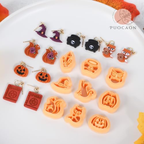 Puocaon Fall Halloween Polymer Clay Cutters for Jewelry Earring Making
