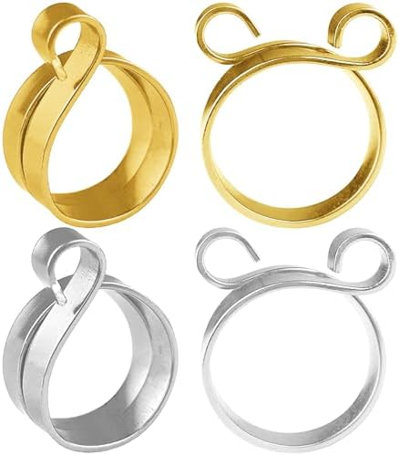 4pcs Knitting Crochet Loop Ring for Fingers Metal Open Yarn Guide Crochet Rings