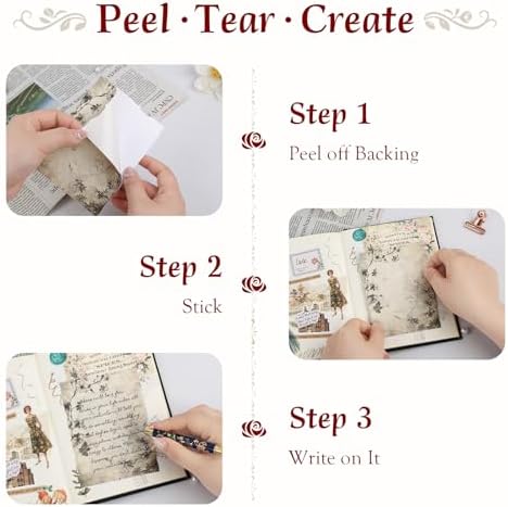 Dizdkizd 60 Sheets Vintage Scrapbook Paper Junk Journal Sticker Set