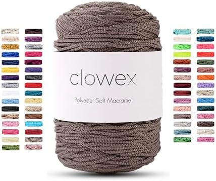 Polyester Soft Macrame Cord 2.5-3mm, 191 Yards x 1/9 inc Turkish Polyester Rope, Braided Macrame Yarn for DIY Crafts, Plant Hanger, Wall Hanging, Macrame Bag, 1257-Mink