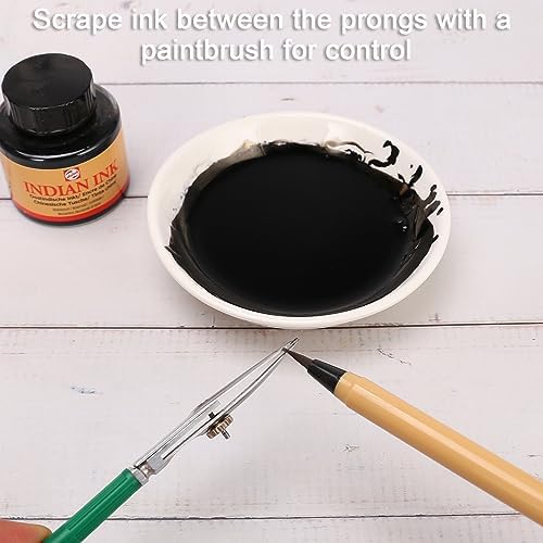 Ruling Pen for Masking Fluid, Cross Hinged Ruling Pen for Fine Line Drawing, Technical Drawing, Suitable for Use with Masking Fluid, Ink and Gouache