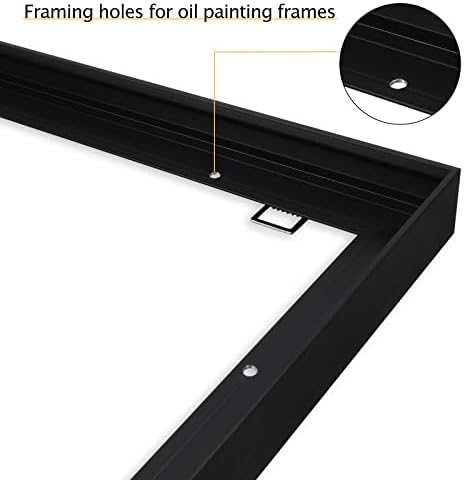 16"x20" Aluminum Canvas Frame with 9/10" Thickness Blank Stretched Canvas for DIY Oil Painting (Black)（2 Canvas+2Frames）