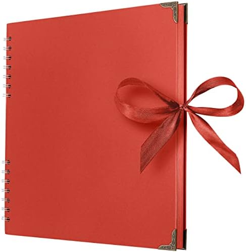 Bstorify Square Scrapbook Photo Albums 80 Pages (11 x 11 Inch) Red | Hardcover with Thick 200 GSM Kraft Paper, Ideal for Your Scrapbooking Albums, Art & Craft Projects (Red, 11 x 11 Inch)