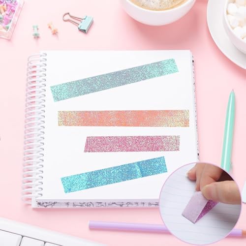 12 Rolls Glitter Washi Tape Set Christmas Washi Masking Tape Decorative Adhesive Tape for Scrapbooking DIY Crafts Crafters Embellished Journals Planners Cards Gift Wrapping Ribbons Wedding (B)