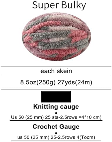 Chunky Yarn for Hand Knitting, No7 Thick Yarn, 250Grams 32Yards, Pack of 4, Perfect for Knitters and Crafters (cherryBlossoms Fall)